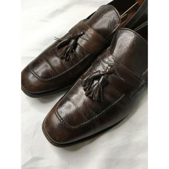 Allen Edmonds "Biscayne" cordovan leather tasseled dress loafers shoe brown US13 - Picture 14 of 16